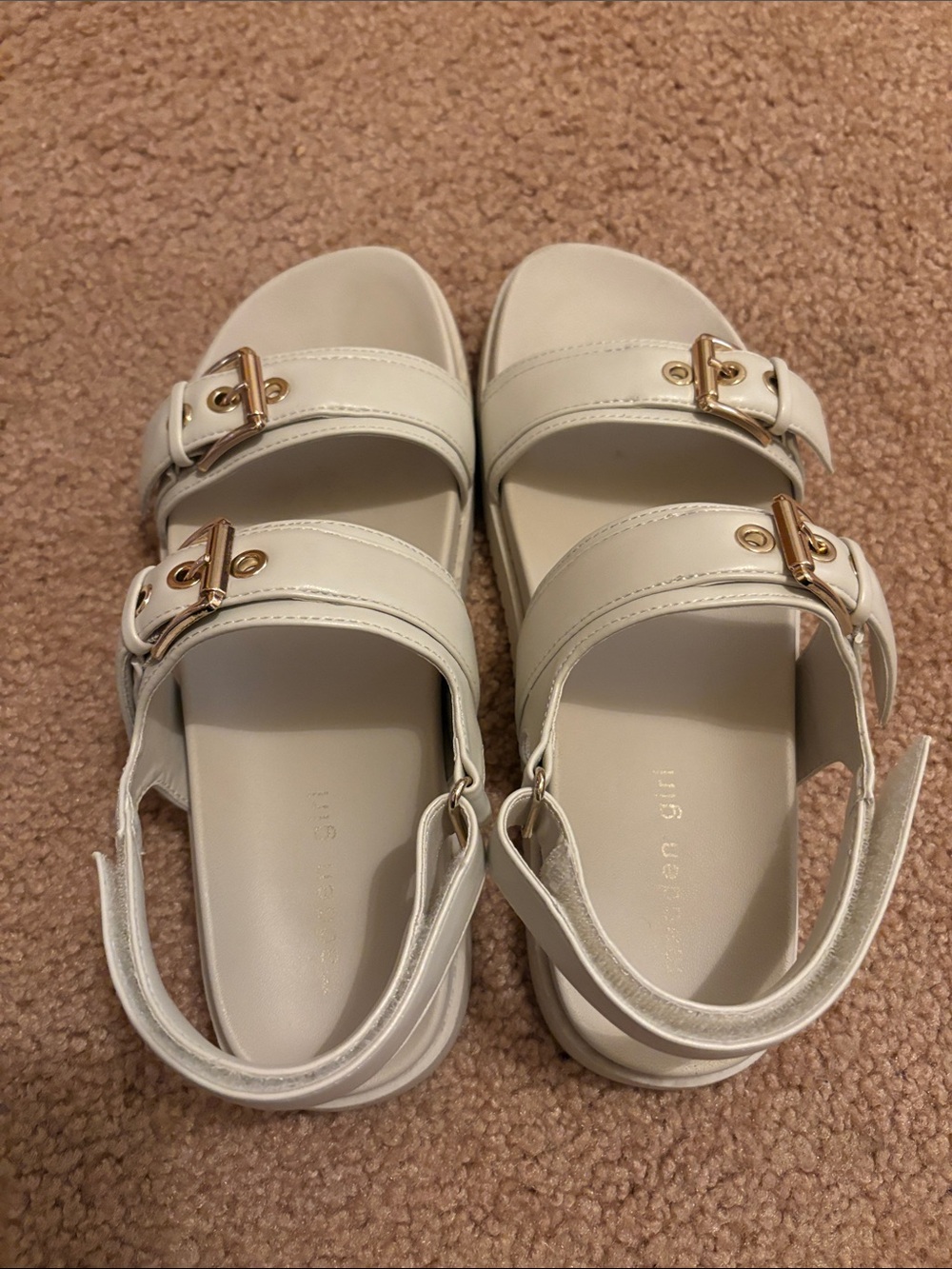 Madden Girl White Double Buckle Slide Sandals